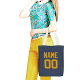 Custom Blue Yellow Canvas Tote Bag
