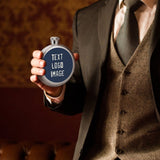 Custom Blue Cream Hip Flask