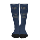 Custom Blue Dark Grey Knee-High Sock