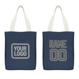 Custom Blue Dark Grey Canvas Tote Bag