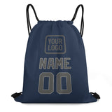 Custom Blue Dark Grey Drawstring Bag