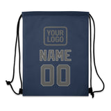 Custom Blue Dark Grey Drawstring Bag