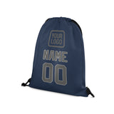 Custom Blue Dark Grey Drawstring Bag