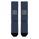 Custom Blue Dark Grey Knee-High Sock