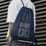 Custom Blue Dark Grey Drawstring Bag