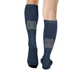 Custom Blue Dark Grey Knee-High Sock