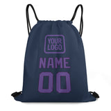 Custom Blue Light Purple Drawstring Bag