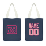 Custom Blue Light Pink Canvas Tote Bag