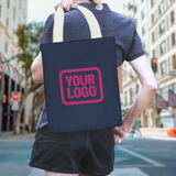 Custom Blue Light Pink Canvas Tote Bag
