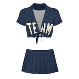 Custom Blue Cream Cheerleading Uniform Set