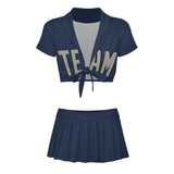 Custom Blue Gray Cheerleading Uniform Set