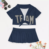 Custom Blue Gray Cheerleading Uniform Set