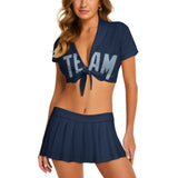 Custom Blue Light Blue Cheerleading Uniform Set