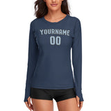 Custom Blue Light Blue Women's Long-Sleeve Shirt