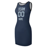 Custom Blue Light Blue Sleeveless Vest Dress
