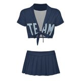 Custom Blue Light Blue Cheerleading Uniform Set