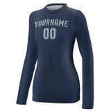 Custom Blue Light Blue Women's Long-Sleeve Shirt