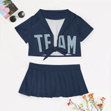 Custom Blue Light Blue Cheerleading Uniform Set