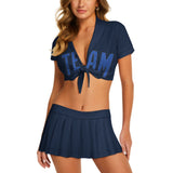 Custom Blue Sky Blue Cheerleading Uniform Set