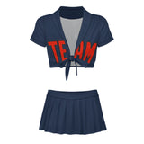 Custom Blue Orange Red Cheerleading Uniform Set