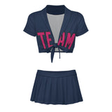 Custom Blue Pink Cheerleading Uniform Set