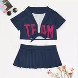 Custom Blue Pink Cheerleading Uniform Set