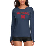Custom Blue Red Women's Long-Sleeve Shirt