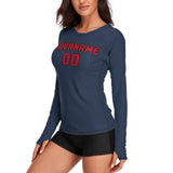 Custom Blue Red Women's Long-Sleeve Shirt