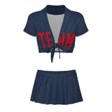 Custom Blue Red Cheerleading Uniform Set