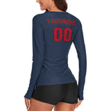 Custom Blue Red Women's Long-Sleeve Shirt