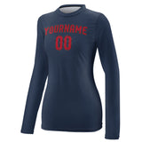 Custom Blue Red Women's Long-Sleeve Shirt