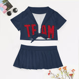 Custom Blue Red Cheerleading Uniform Set