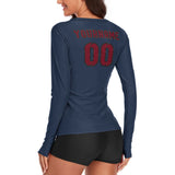 Custom Blue Crimson Red Women's Long-Sleeve Shirt