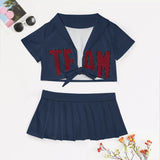 Custom Blue Crimson Red Cheerleading Uniform Set