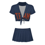 Custom Blue Coral Red Cheerleading Uniform Set