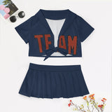 Custom Blue Coral Red Cheerleading Uniform Set