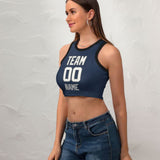 Custom Blue White Sleeveless Tank Top