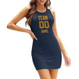 Custom Blue Yellow Sleeveless Vest Dress
