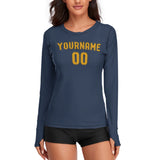 Custom Blue Yellow Women's Long-Sleeve Shirt