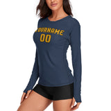Custom Blue Yellow Women's Long-Sleeve Shirt