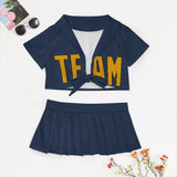 Custom Blue Yellow Cheerleading Uniform Set