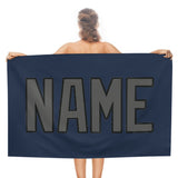 Custom Blue Dark Grey Beach Towel