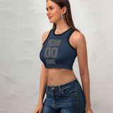 Custom Blue Dark Grey Sleeveless Tank Top