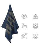 Custom Blue Dark Grey Beach Towel