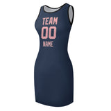 Custom Blue Light Pink Sleeveless Vest Dress