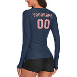 Custom Blue Light Pink Women's Long-Sleeve Shirt