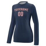 Custom Blue Light Pink Women's Long-Sleeve Shirt