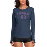 Custom Blue Light Purple Women's Long-Sleeve Shirt