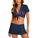 Custom Blue Light Purple Cheerleading Uniform Set