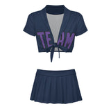 Custom Blue Light Purple Cheerleading Uniform Set